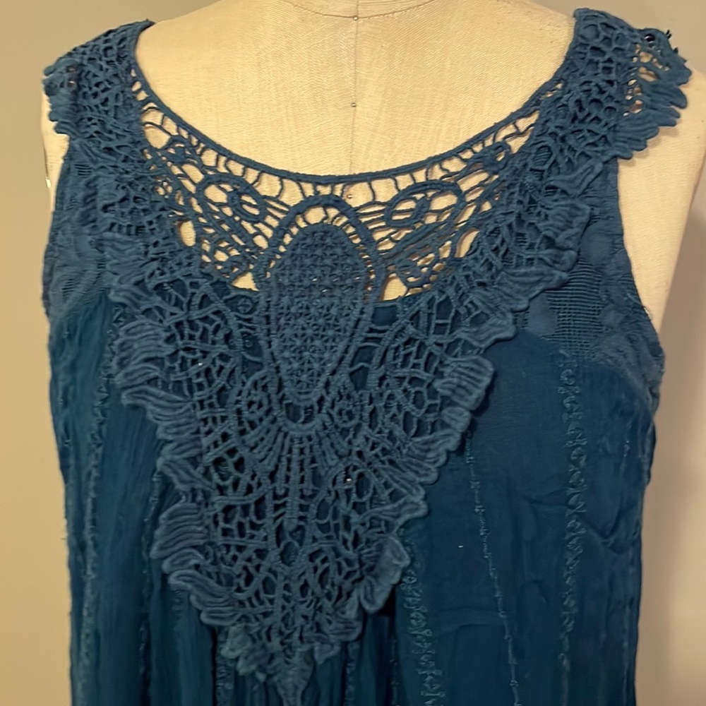 Knox Rose crochet boho teal tank - Picture 2 of 8